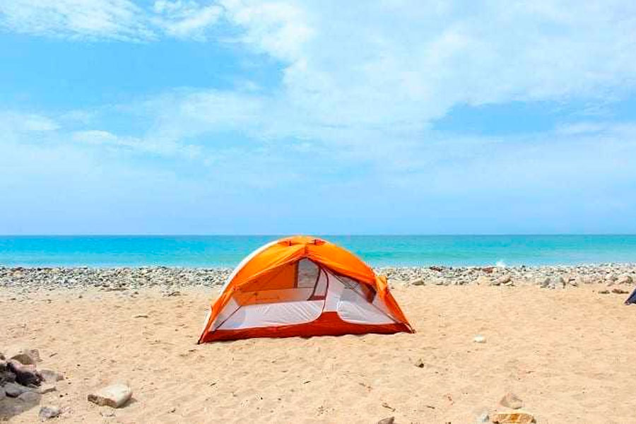 A tent on a beach