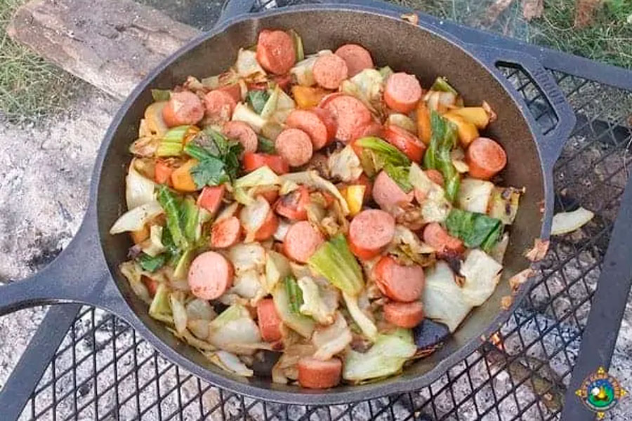 kielbasa skillet ideal food for camping