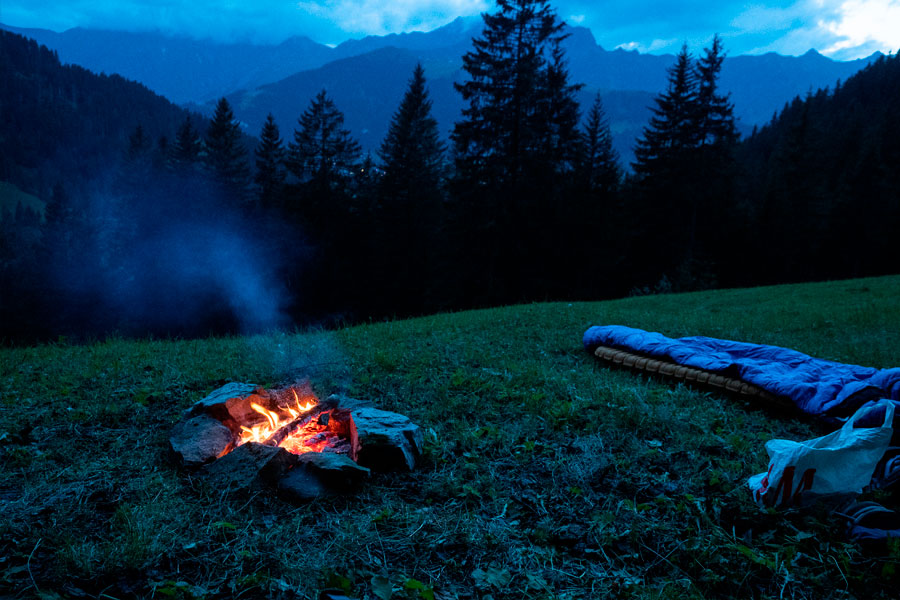 tent with sleeping bags