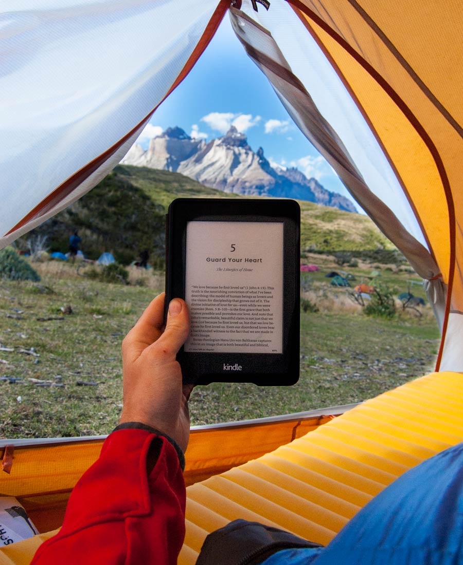 watching mountains from tent